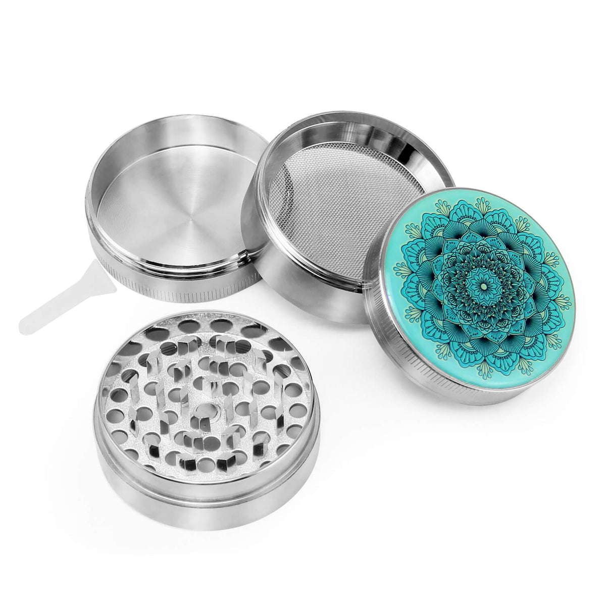 Mandala Grinder Silver - Discreet Smoker