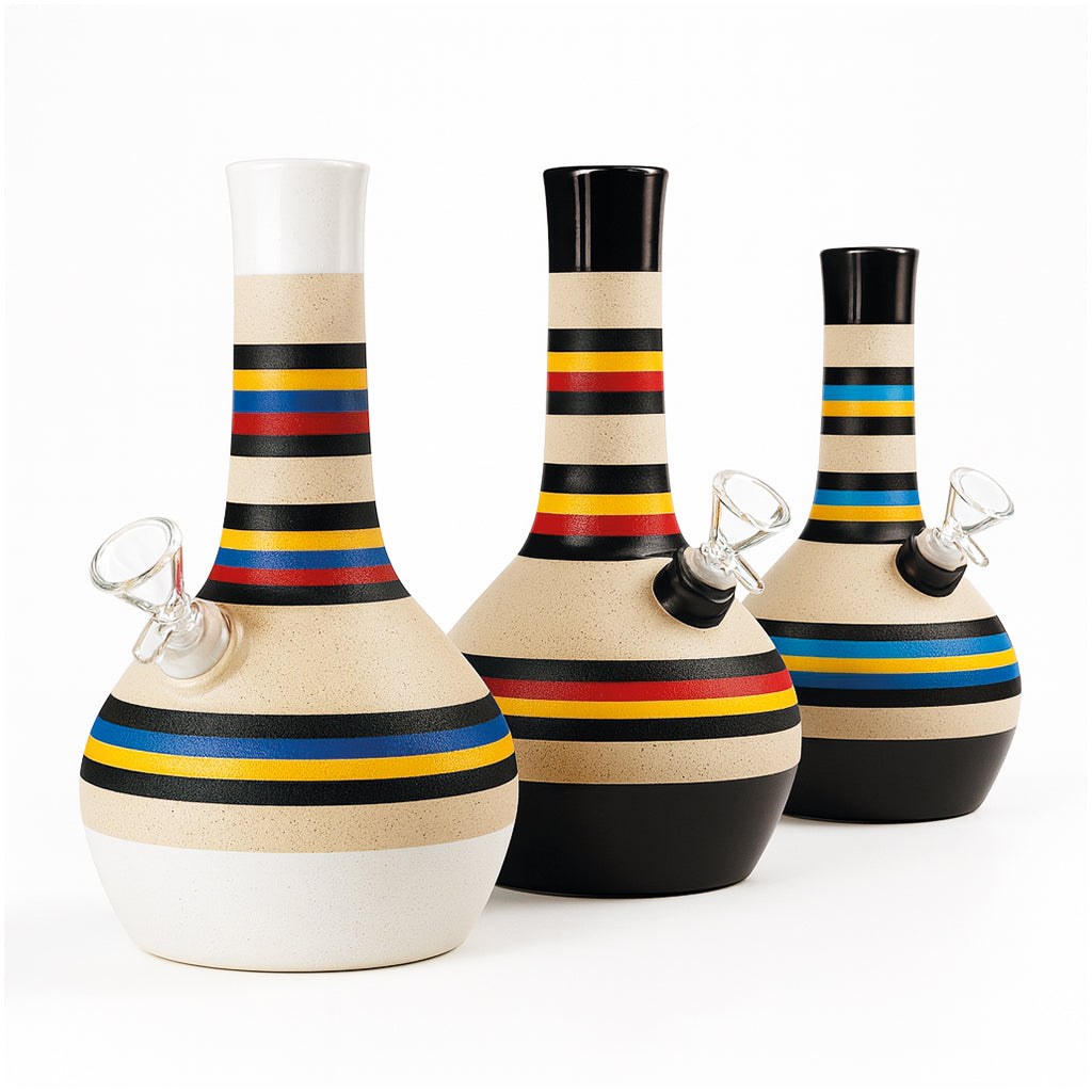 COLORFUL STRIPED CERAMIC BUBBLE VASE BONG - Discreet Smoker