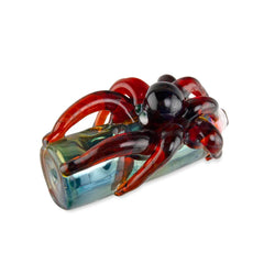 Custom Glass 5” Gold Fumed Red Octopus Hand Pipe - Discreet Smoker