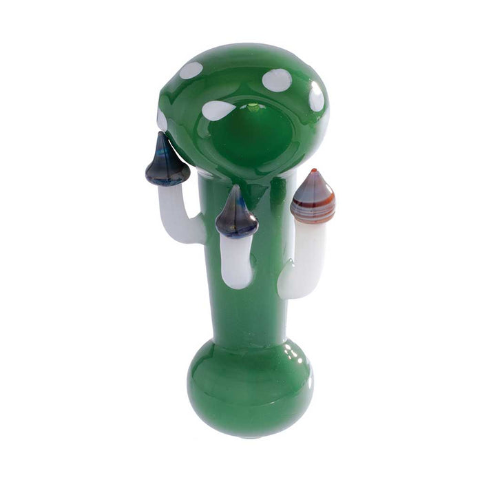 TOADSTOOL MUSHROOM GLASS HAND PIPE, Green