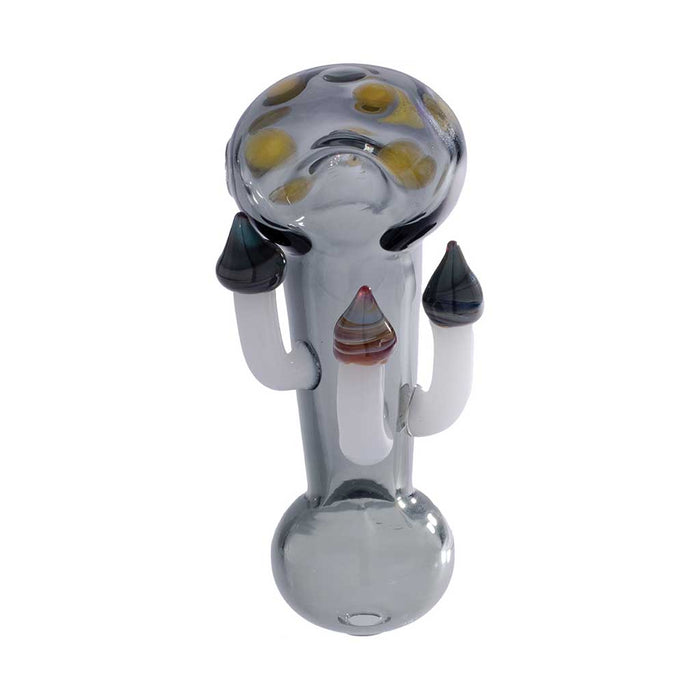 TOADSTOOL MUSHROOM GLASS HAND PIPE, Smokey Grey