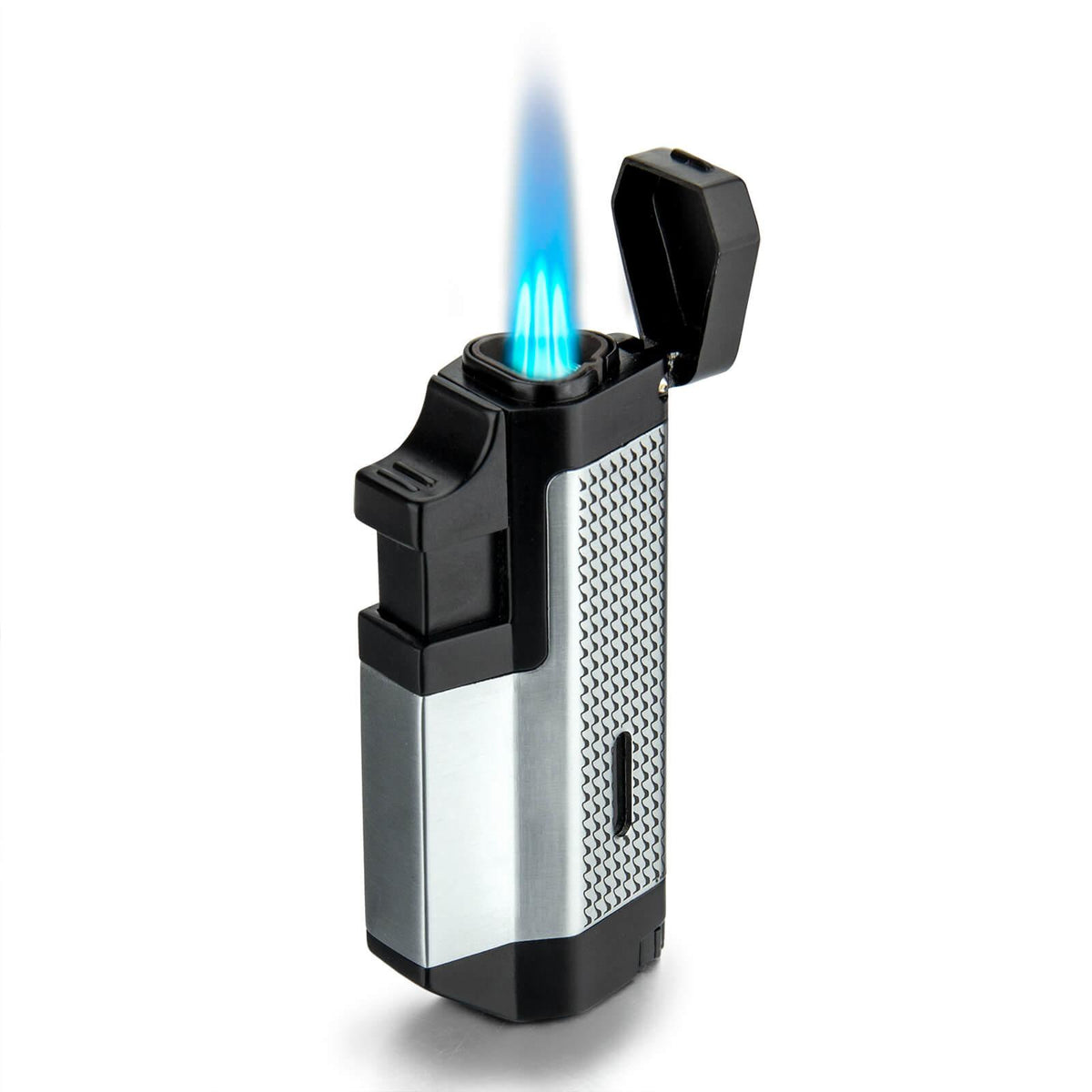 Triple Jet Silver Torch Lighter - Discreet Smoker