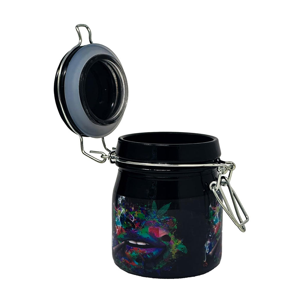 TRIPPY LIPS CLAMPING LID STORAGE JAR - Discreet Smoker