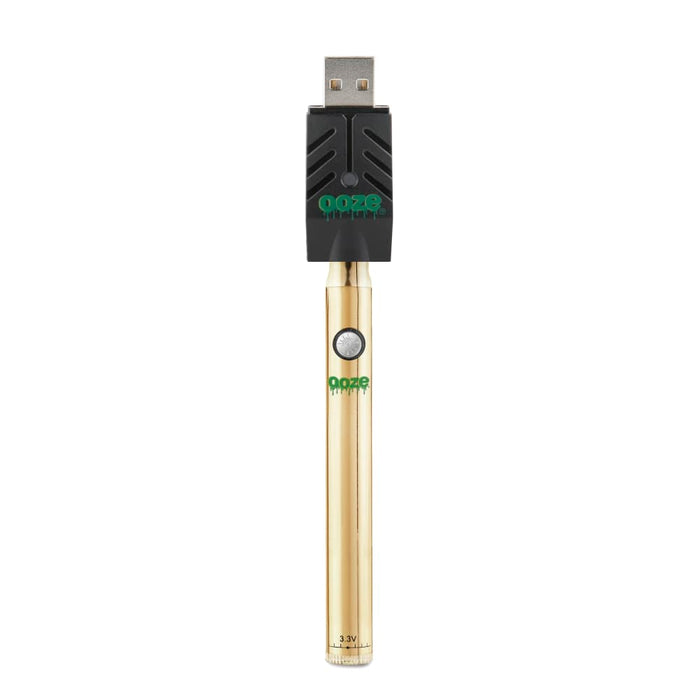 Ooze Slim Twist 510 Thread 320 mAh CBD Vape Pen Battery + USB Charger, Gold