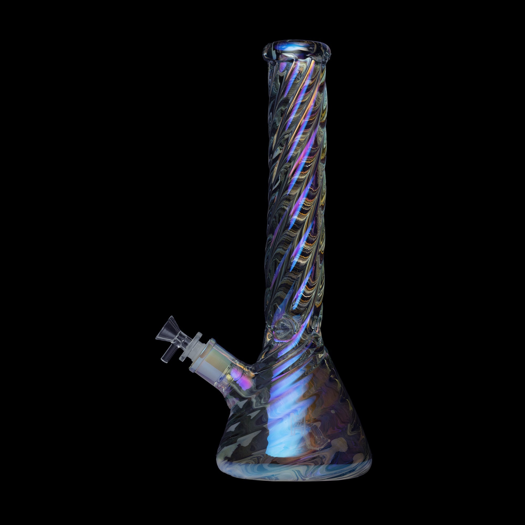 Human Grade Twisted Iridescent Beaker Water Pipe - Discreet Smoker