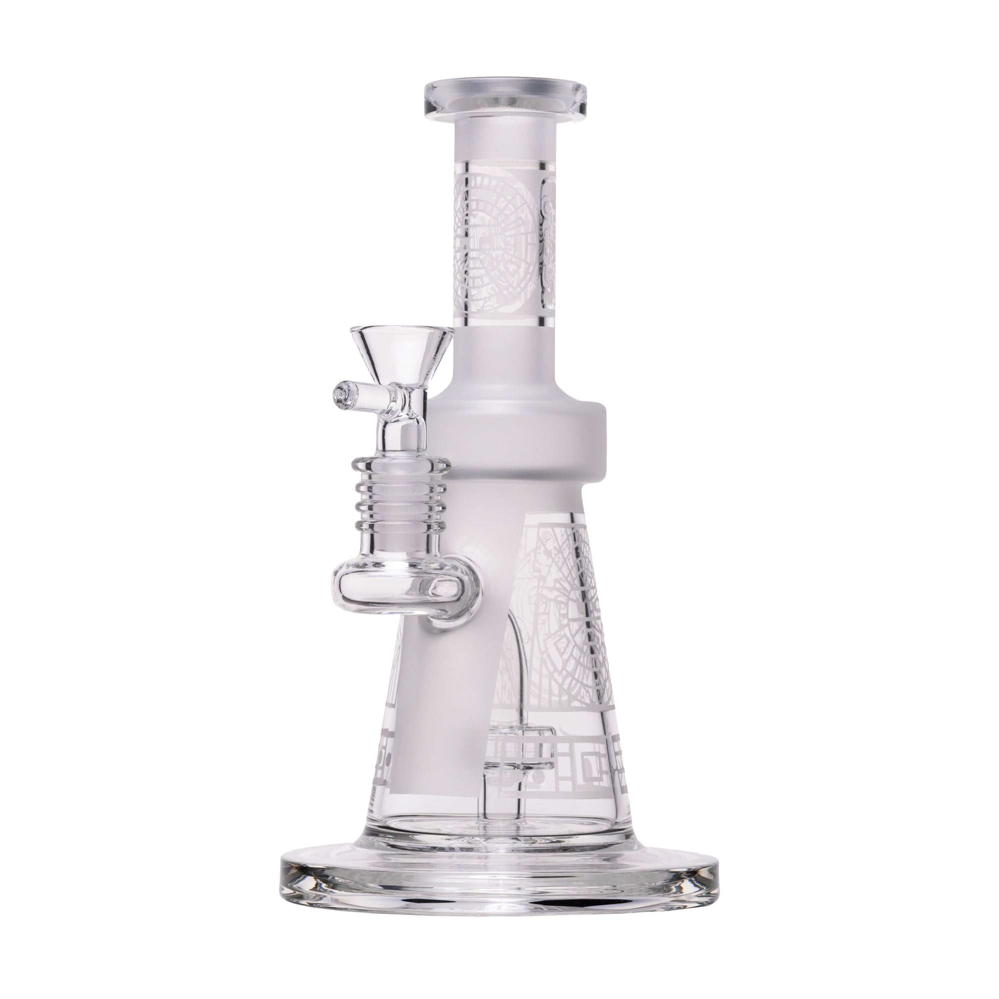 Human Grade Aztec (Sandblasted) Glass Water Pipe - Discreet Smoker