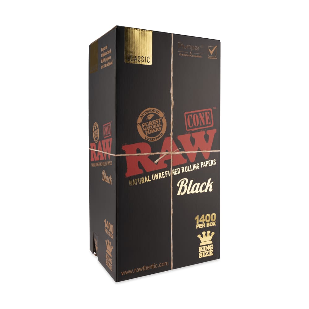RAW Classic Black King Size Bulk Cones Box - 1400ct - Discreet Smoker