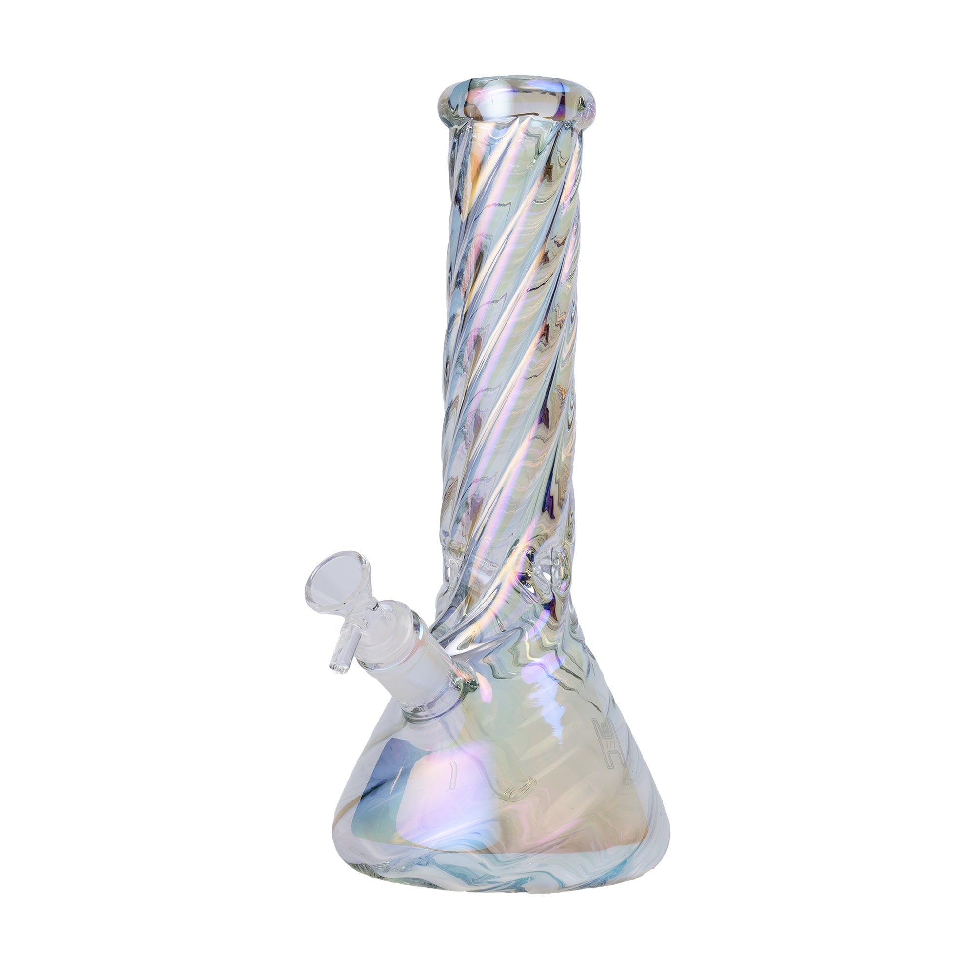 Human Grade Twisted Iridescent Beaker Water Pipe - Discreet Smoker