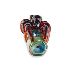 Custom Glass 5” Gold Fumed Red Octopus Hand Pipe - Discreet Smoker