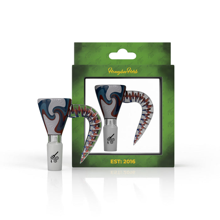 MARTINI SPLASH HORN PULL BONG SLIDE, White/Blue