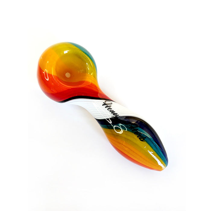 Vibrant  Linework Twist Spoon Pipe, White Flame