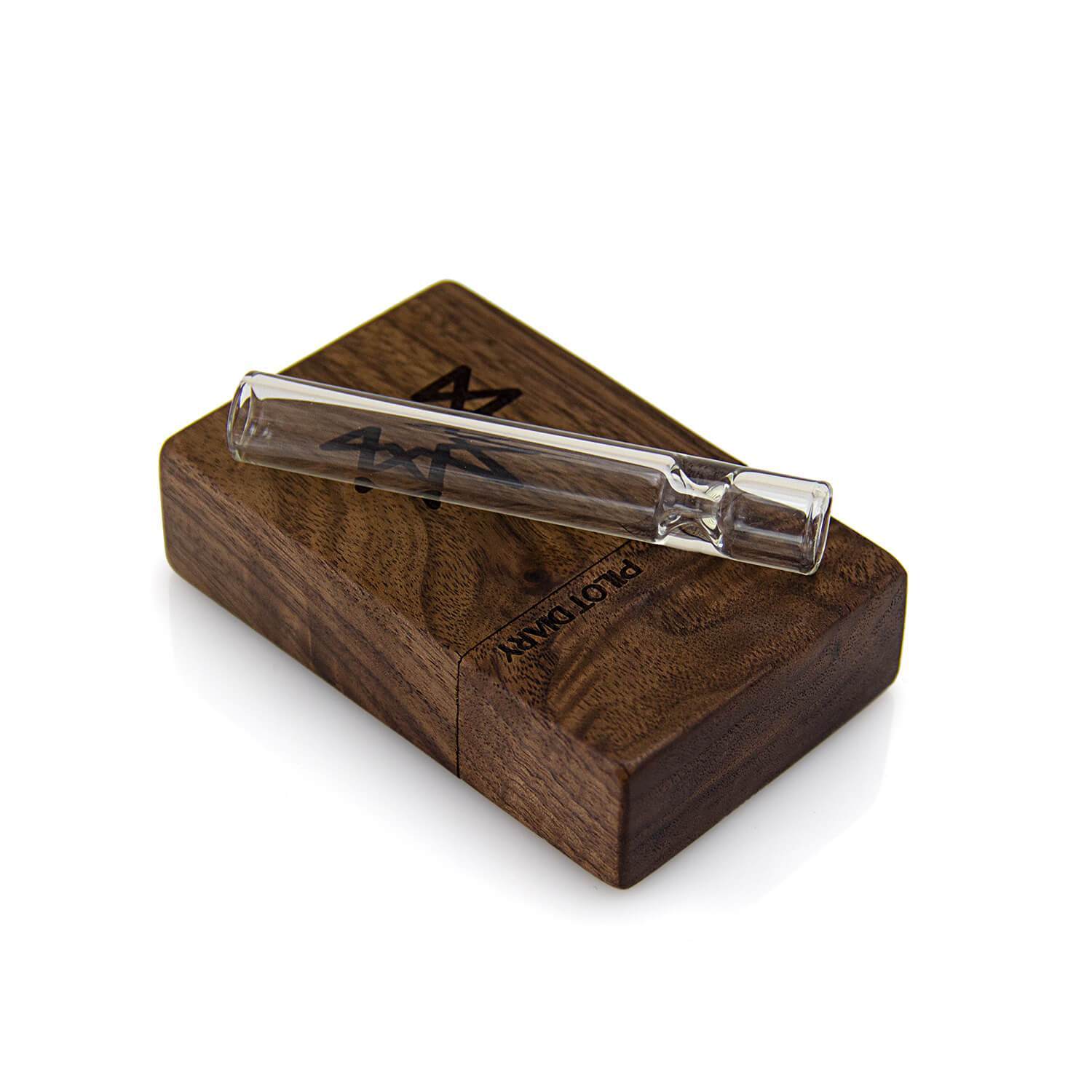 Wood Dugout With Glass One Hitter Pipe