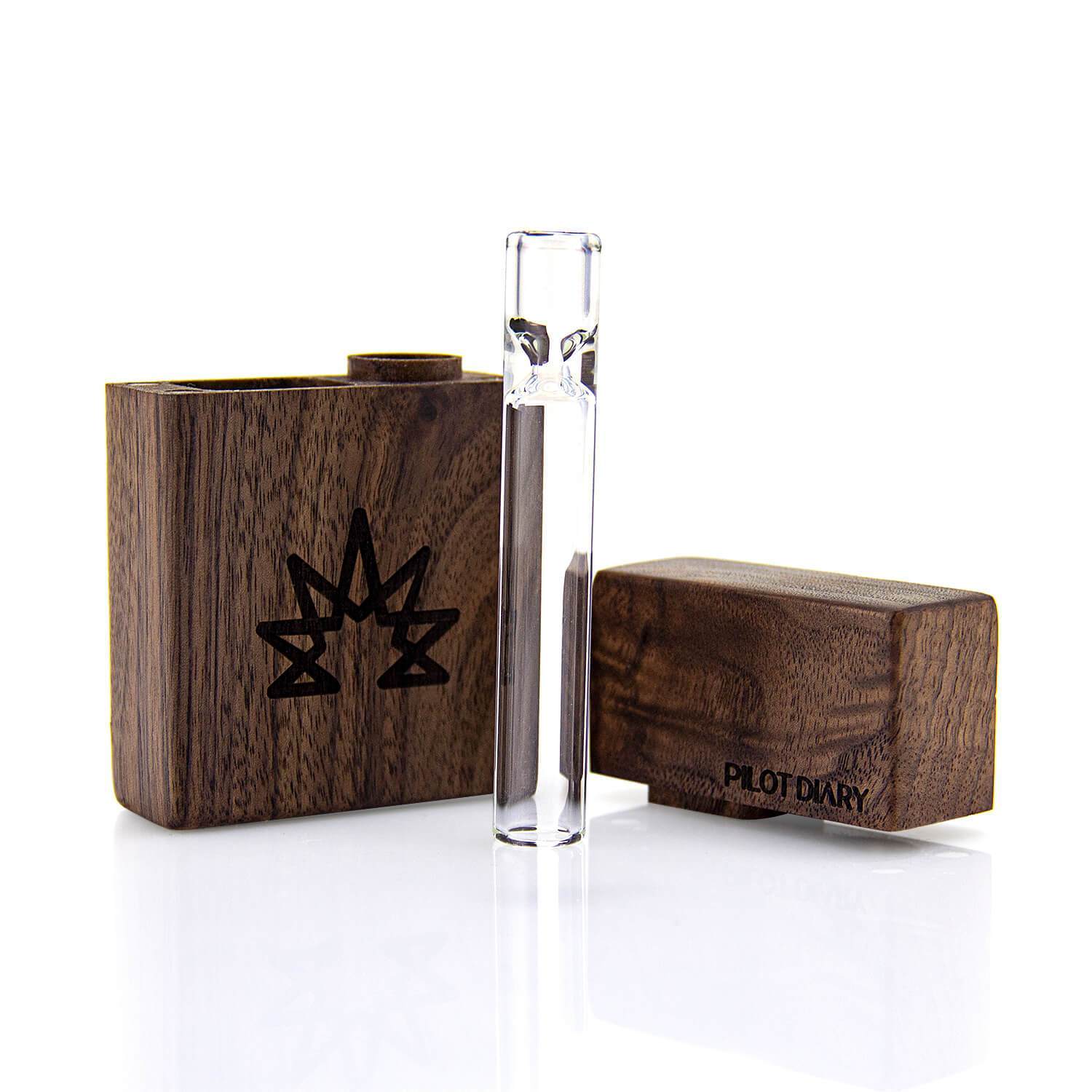 Wood Dugout With Glass One Hitter Pipe