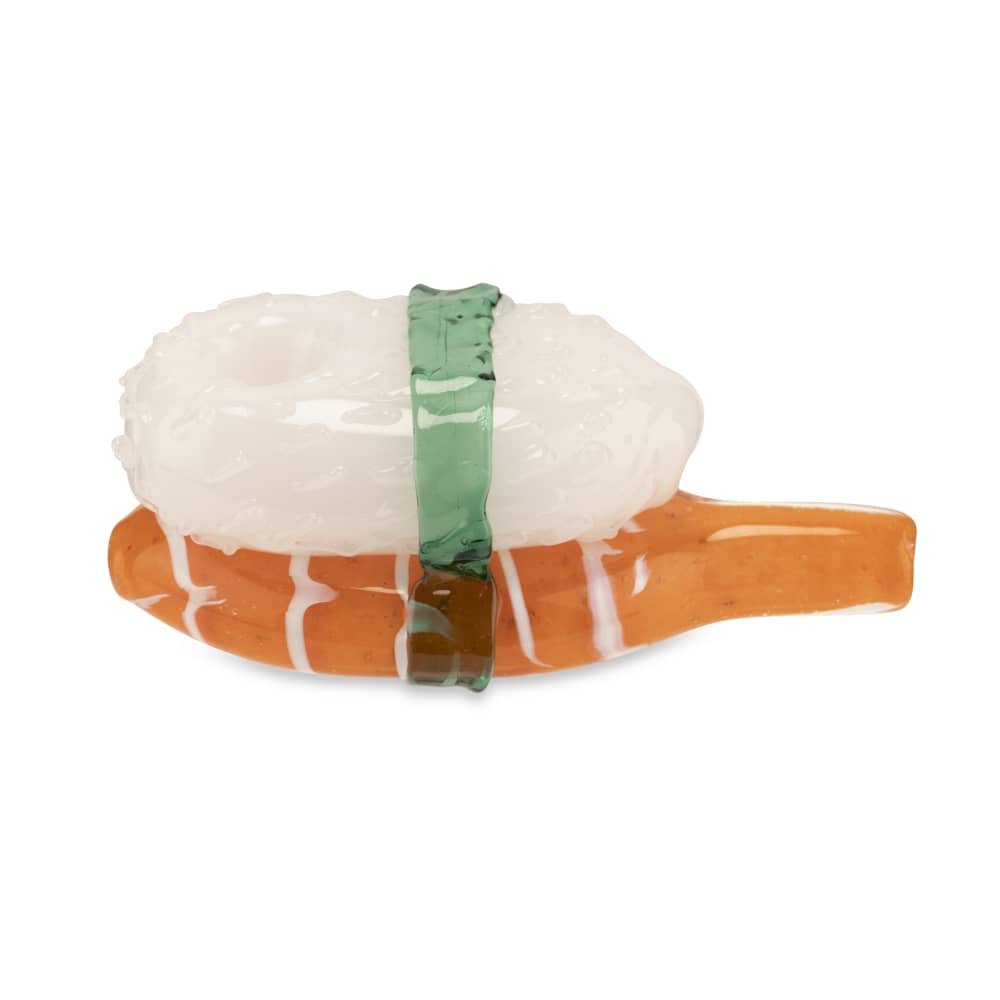 Custom Glass 5” Sushi Salmon Nigiri Hand Pipe - Discreet Smoker