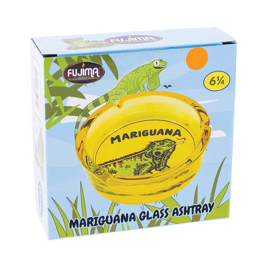 YELLOW MARIGUANA GLASS ASHTRAY - Discreet Smoker