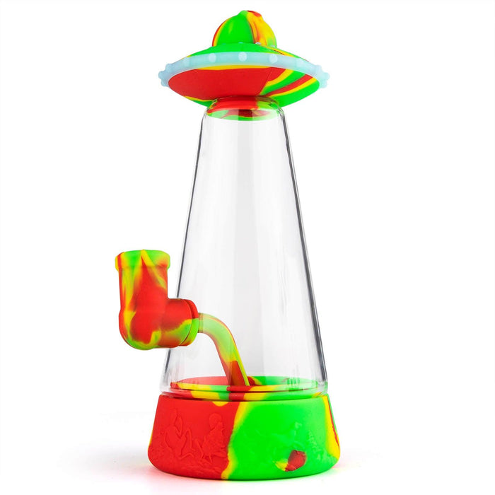 Glass Silicone UFO Bong, RED/YELLOW/GREEN