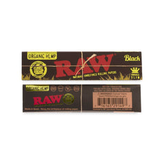 RAW Black Organic Hemp King Size Slim Rolling Paper Counter Display  50ct