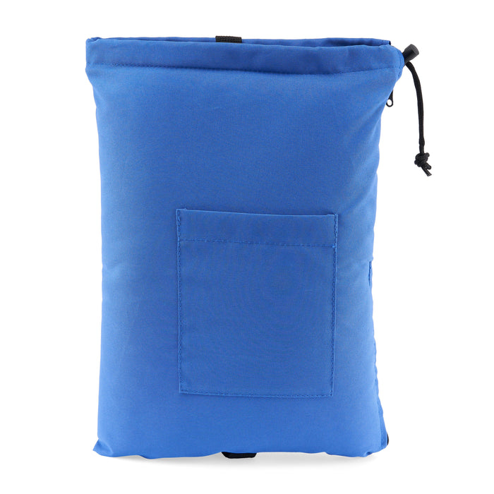 Glass Pillow Storage Pouch with Zipper and Drawstring – 16" Wide, Blue