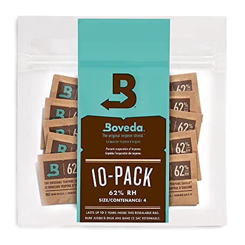 Boveda 62% Two-Way Humidity Control Packs For Storing ½ oz – Size 4 – 10 Pack - Discreet Smoker