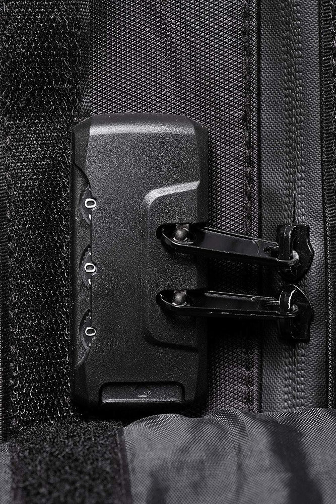 Black Smell Proof Backpack with Lock Zoomed In