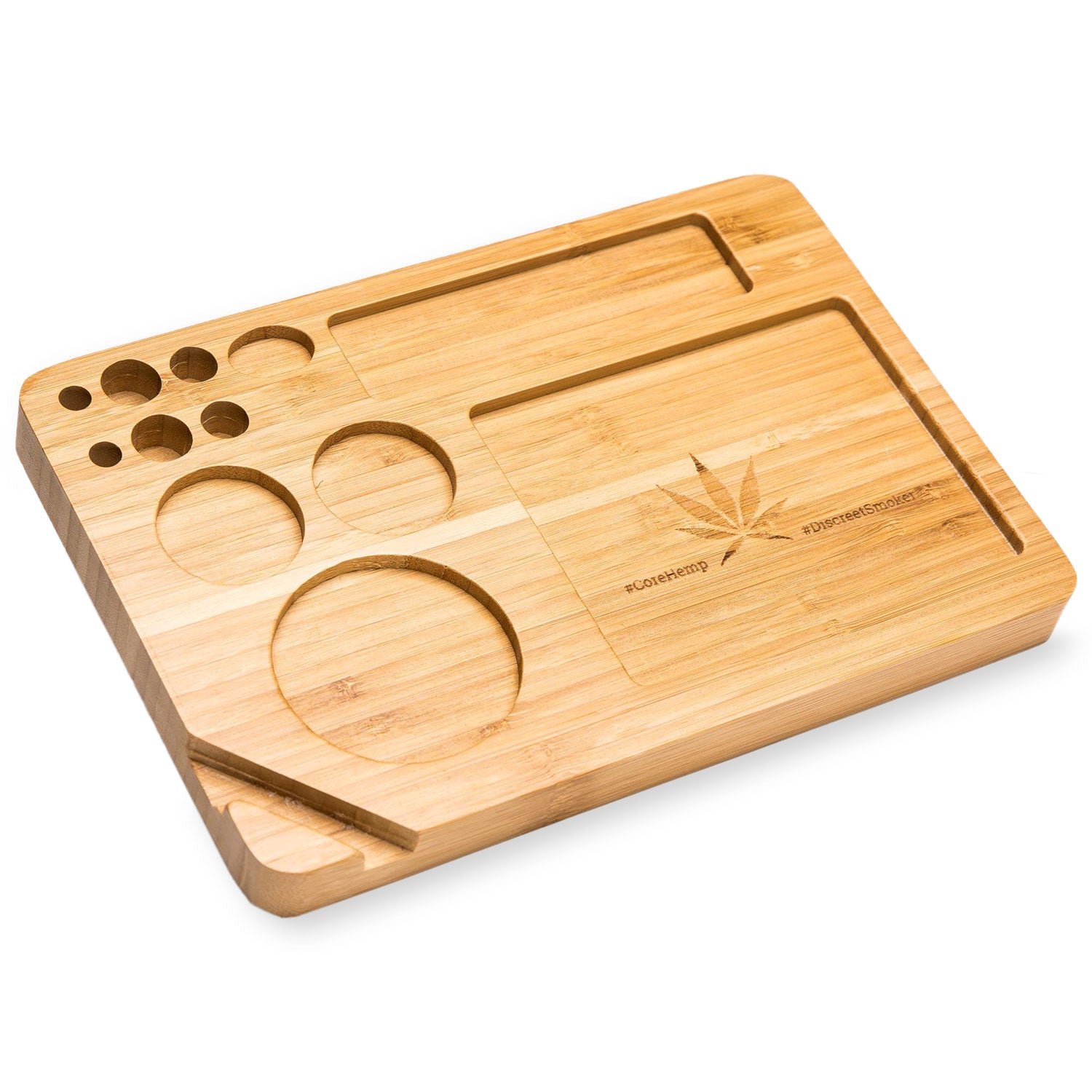 Wooden Bamboo Trays Rolling Tray With Cone Roll Holder Grooved