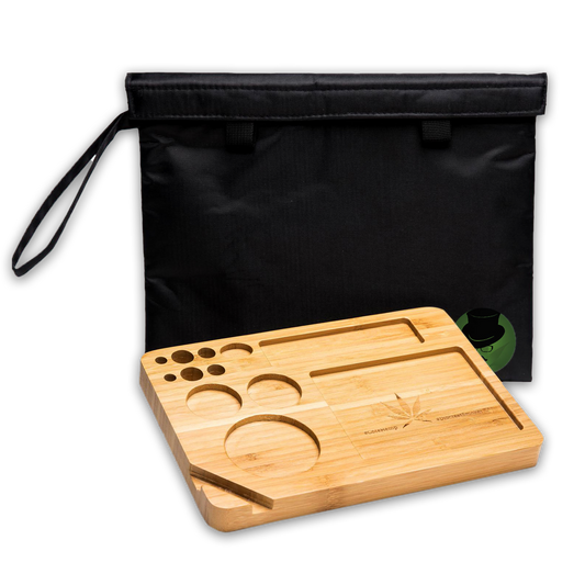 All Natural Bamboo Rolling Tray With Smell Proof Bag
