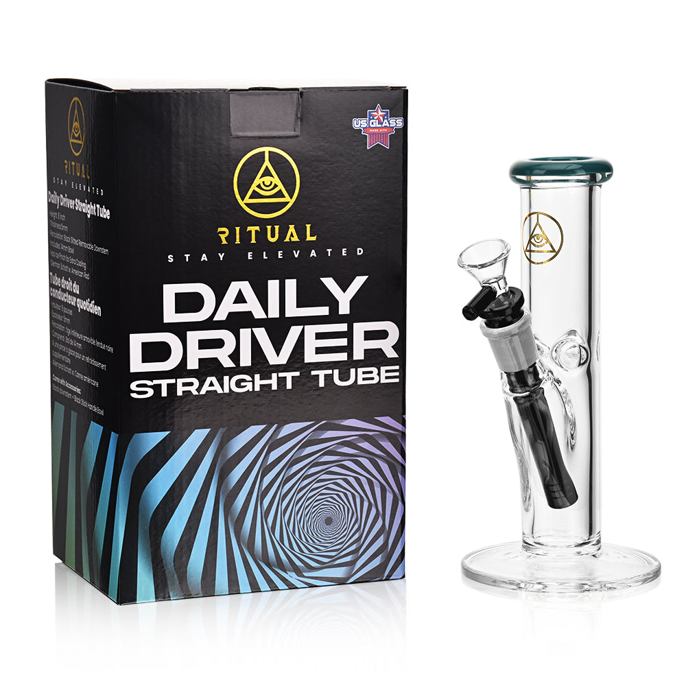 Ritual Smoke - Daily Driver 8" Straight Tube w/ American Color Accents - Turquoise