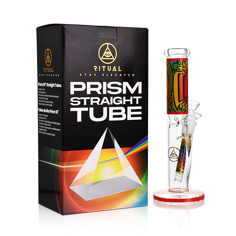 Ritual Smoke - Prism 10" Glass Straight Tube - Crimson
