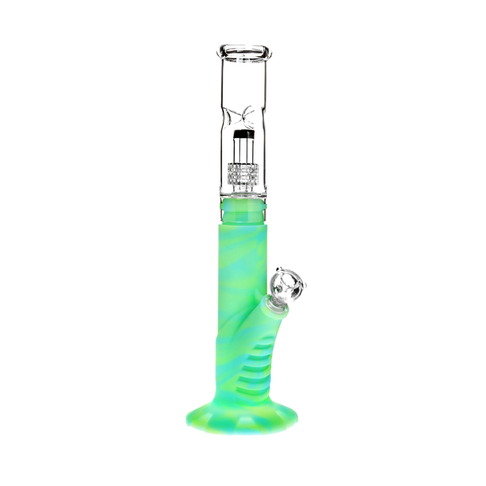 Medusa Customs Silicone Straight Pipe w/Percolator Bong, Glow-In-The-Dark-1