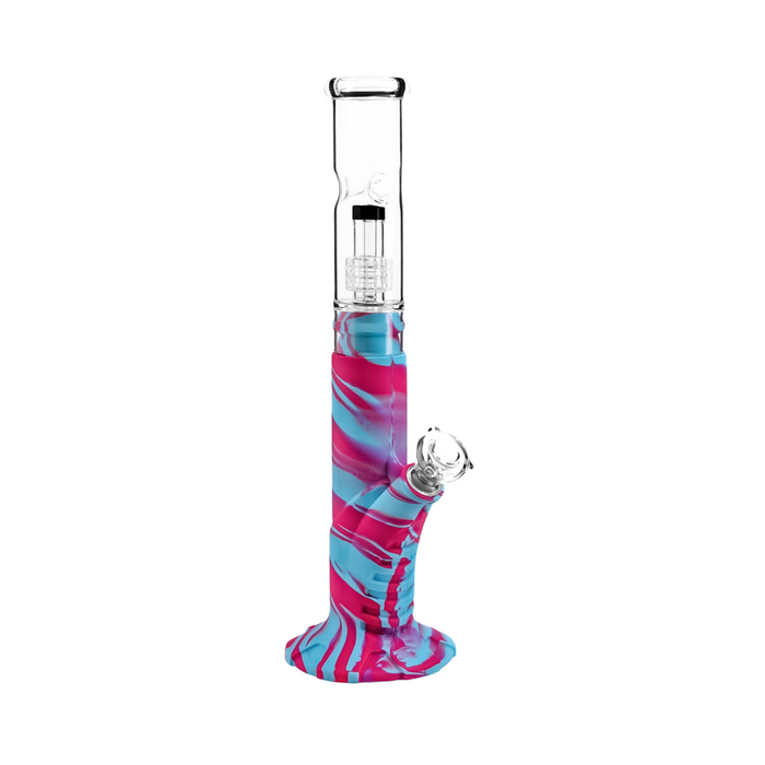 Medusa Customs Silicone Straight Pipe w/Percolator Bong, Synthwave