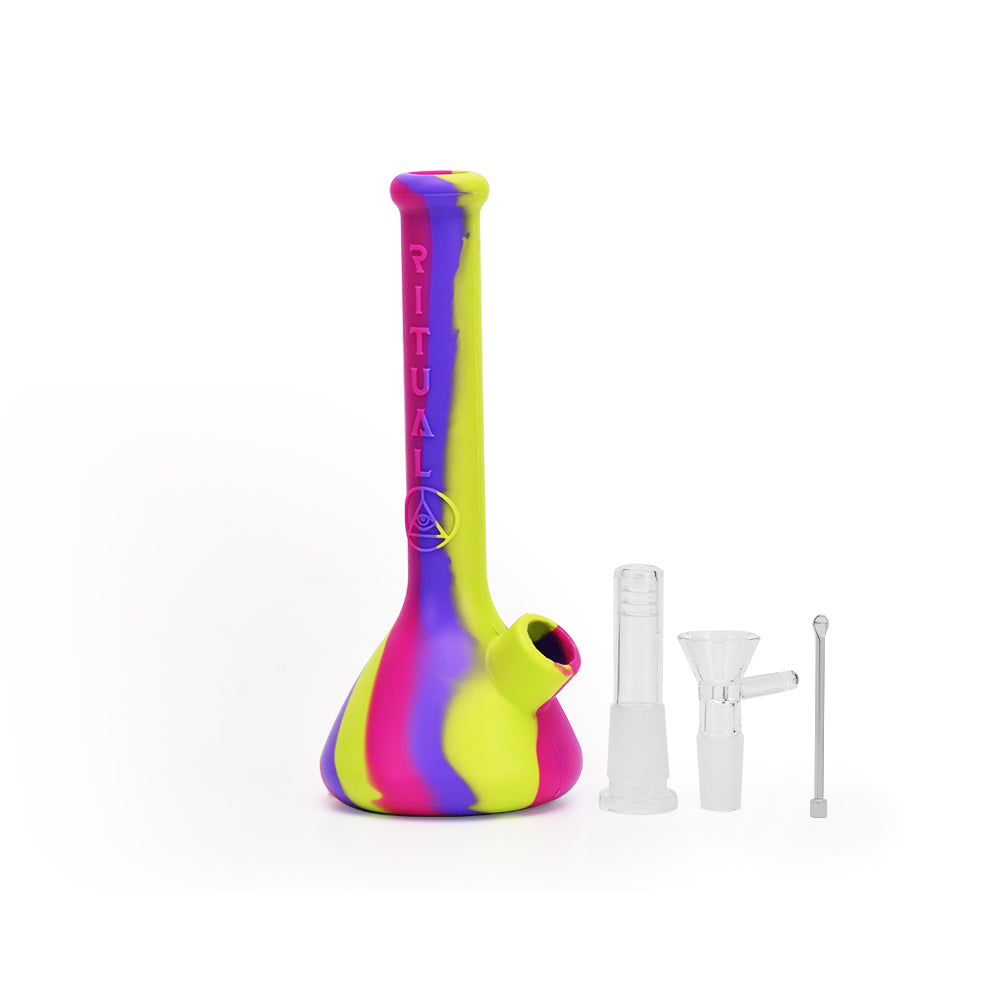 Ritual - 7.5'' Deluxe Silicone Mini Beaker Bong - Miami Sunset - Discreet Smoker