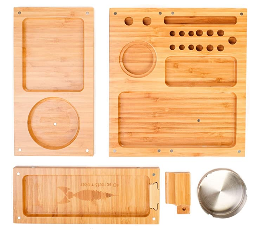 Large Magnetic Rolling Tray Open Alternative View, bamboo rolling tray, natural bamboo tray, raw bamboo rolling tray, raw rolling tray wood, bamboo tray, inexpensive rolling tray, rolling tray for sale, unique rolling trays, blunt rolling tray, blunt tray, cool rolling tray, small rolling tray, weed rolling tray