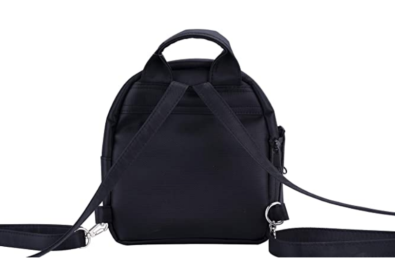 Black Smell Proof Mini Backpack With Secret Lock - Back View