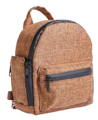 Brown Smell Proof Hemp Mini Backpack With Secret Lock - Front View