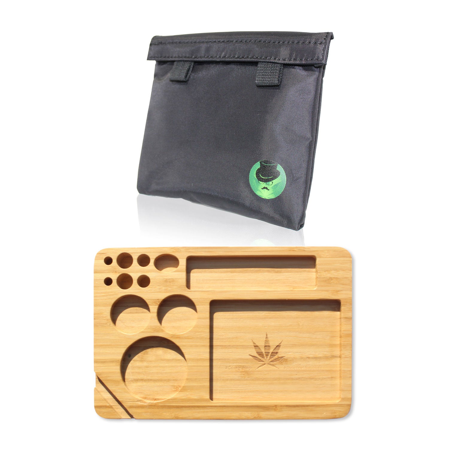 All Natural Bamboo Rolling Tray With Smell Proof Bag