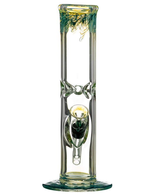 10" Straight Tube with Raked Colored Glass Accents - Discreet Smoker