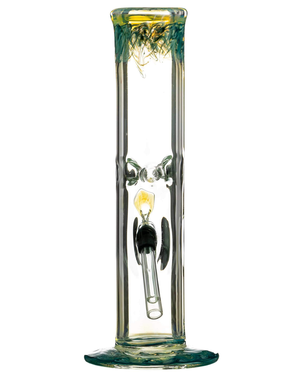 10" Straight Tube with Raked Colored Glass Accents - Discreet Smoker