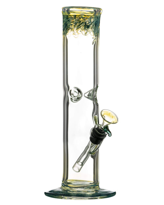 10" Straight Tube with Raked Colored Glass Accents - Discreet Smoker