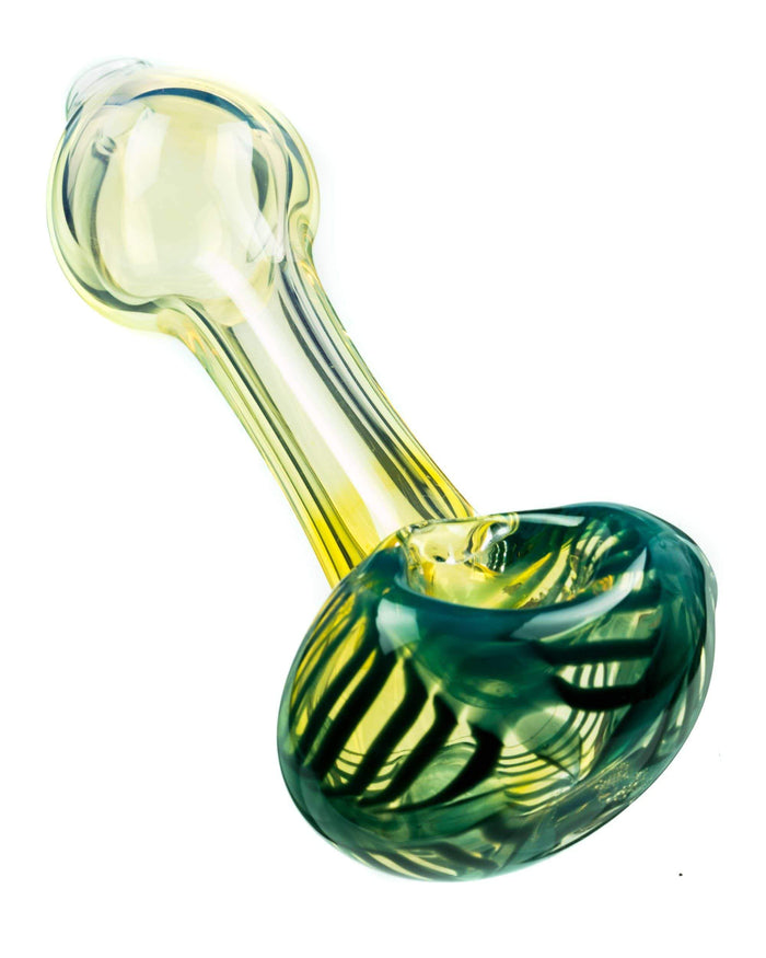 Raked Face Fumed Spoon Pipe, Teal
