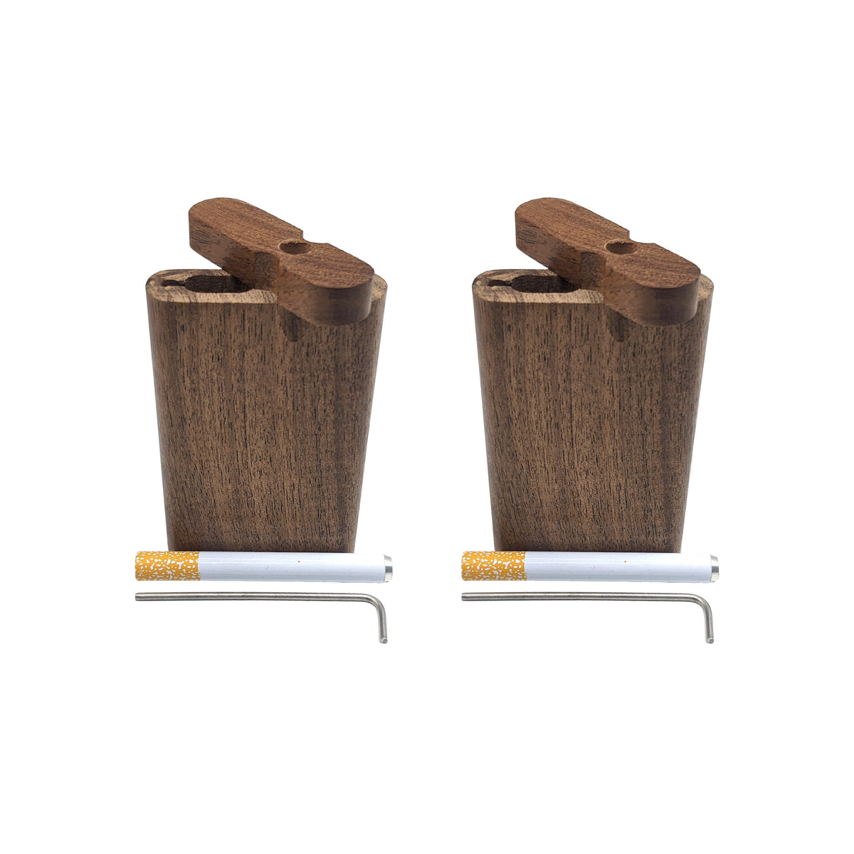 2 Pack - Wood Dugout w/One Hitter & Cleaning Tool - Discreet Smoker