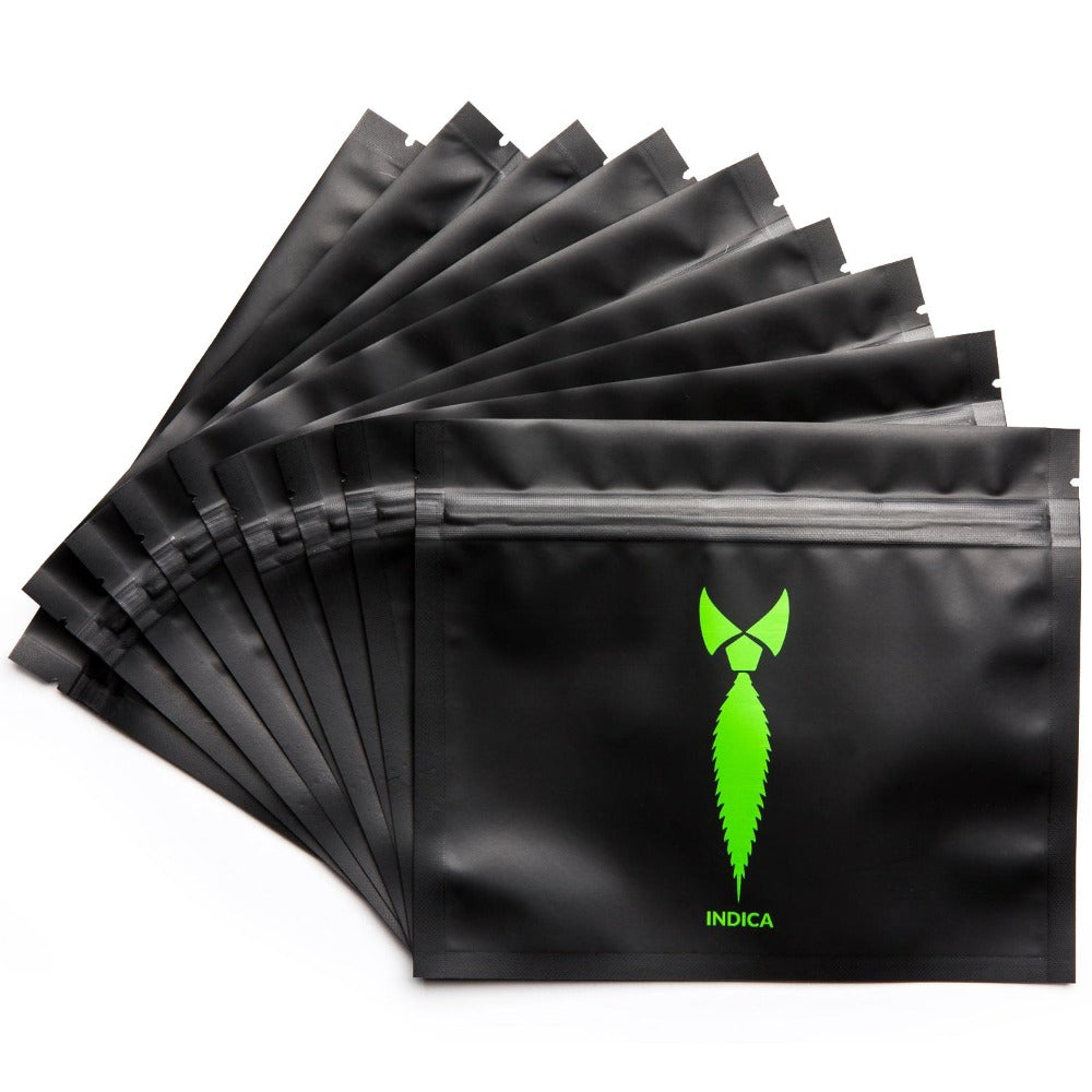 Smell Proof Bags (30 Pack) - Front View Indica