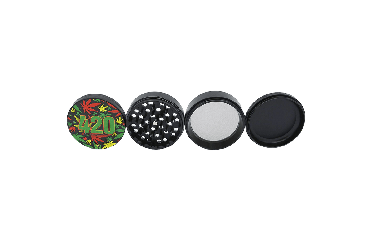 420 Rasta 4-Piece CleanCut Grinder (Nonstick) - Discreet Smoker