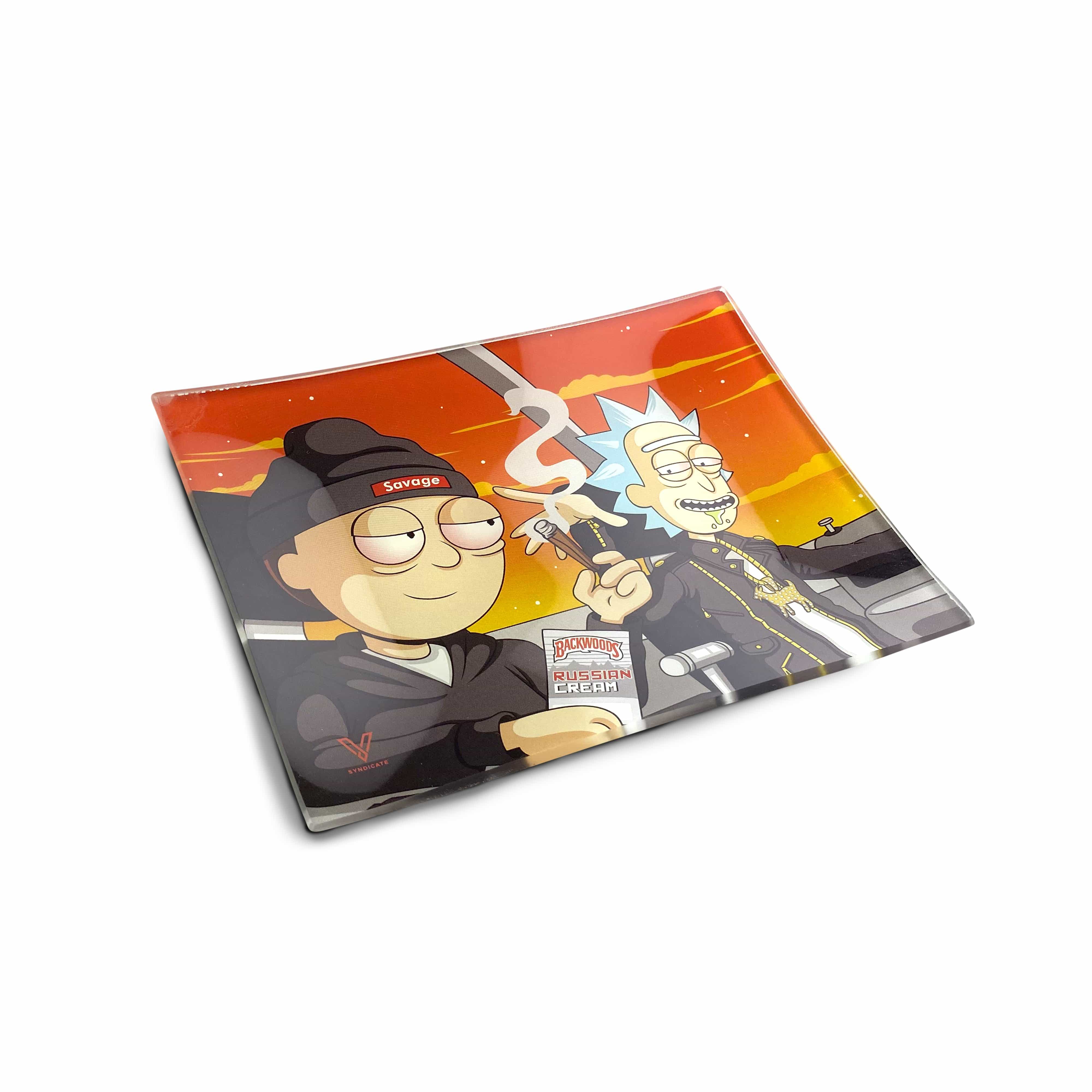 Dirty Ridin' Rick and Morty Glass Rolling Tray