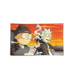 Dirty Ridin' Rick and Morty Glass Rolling Tray